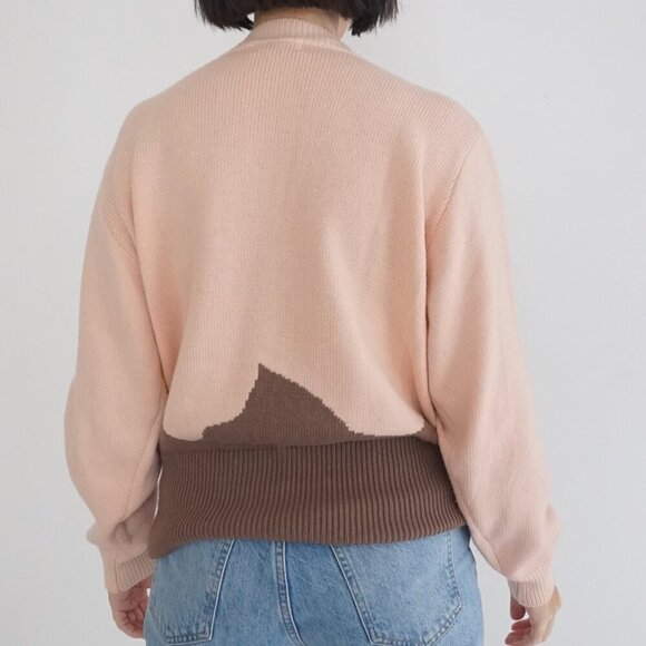 Vintage L.L. European Fashion Pink Brown 5% Angora 55% Lambswool Knit Sweater M - Picture 3 of 11